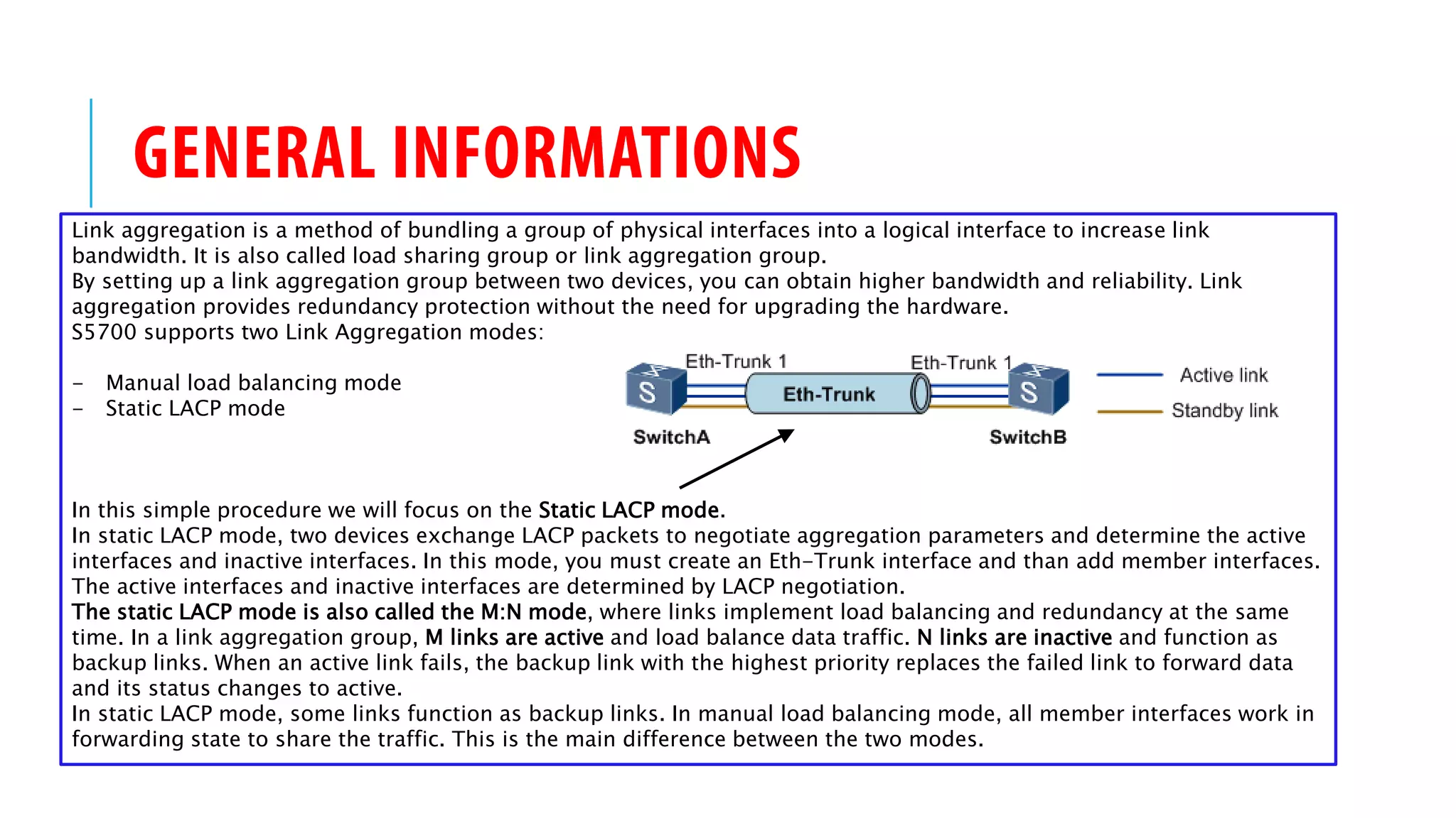 Huawei switch how to configuring link aggregation in static lacp mode