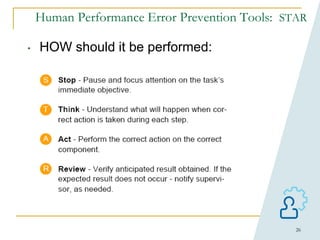 26
Human Performance Error Prevention Tools: STAR
• HOW should it be performed:
 
