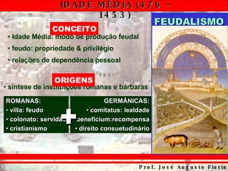 <ul><li>Idade Média: modo de produção feudal </li></ul><ul><li>feudo: propriedade & privilégio </li></ul><ul><li>relações ...