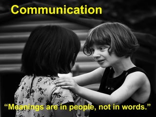 Communication “ Meanings are in people, not in words.” 