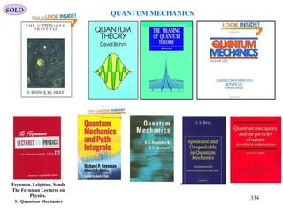 SOLO
QUANTUM MECHANICS
Feynman, Leighton, Sands
The Feynman Lectures on
Physics.
3. Quantum Mechanics
334
 