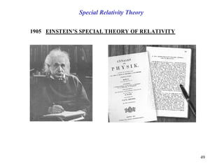 1905 EINSTEIN’S SPECIAL THEORY OF RELATIVITY
Special Relativity Theory
49
 