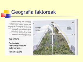 Geografia faktoreak
ERLIEBEA
Periferiako
mendiek babesten
dute barnea…
Föhen eragina
 