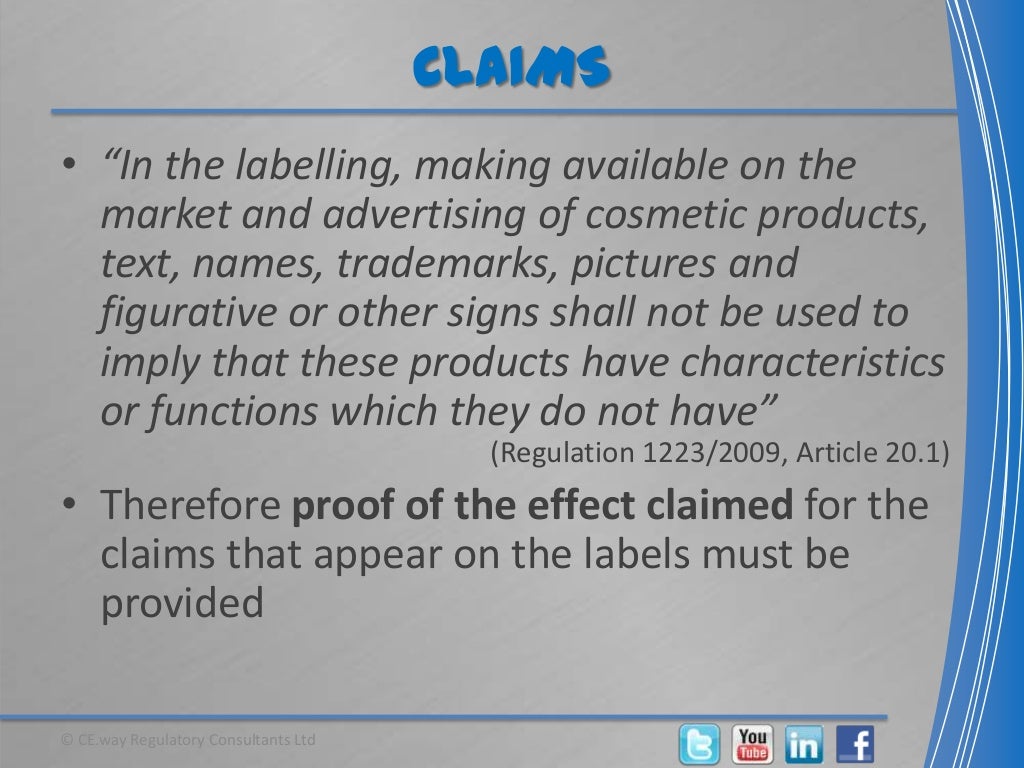 Cosmetics labeling requirements EU