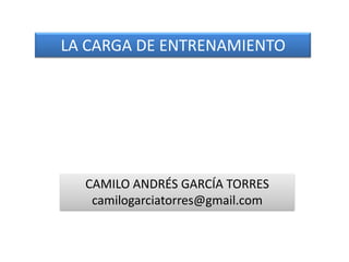 LA CARGA DE ENTRENAMIENTO




  CAMILO ANDRÉS GARCÍA TORRES
   camilogarciatorres@gmail.com
 