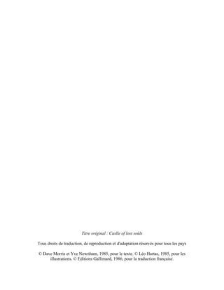 Titre original : Caslle of lost soûls
Tous droits de traduction, de reproduction et d'adaptation réservés pour tous les pays
© Dave Morris et Yve Newnham, 1985, pour le texte. © Léo Hartas, 1985, pour les
illustrations. © Editions Gallimard, 1986, pour la traduction française.
 