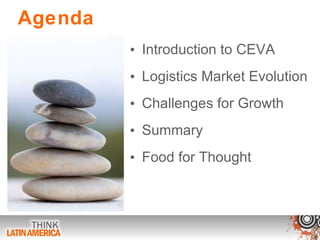 Agenda Introduction to CEVA Logistics Market Evolution Challenges for Growth Summary Food for Thought 