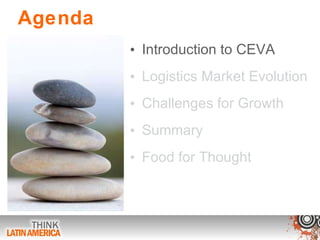 Agenda Introduction to CEVA Logistics Market Evolution Challenges for Growth Summary Food for Thought 