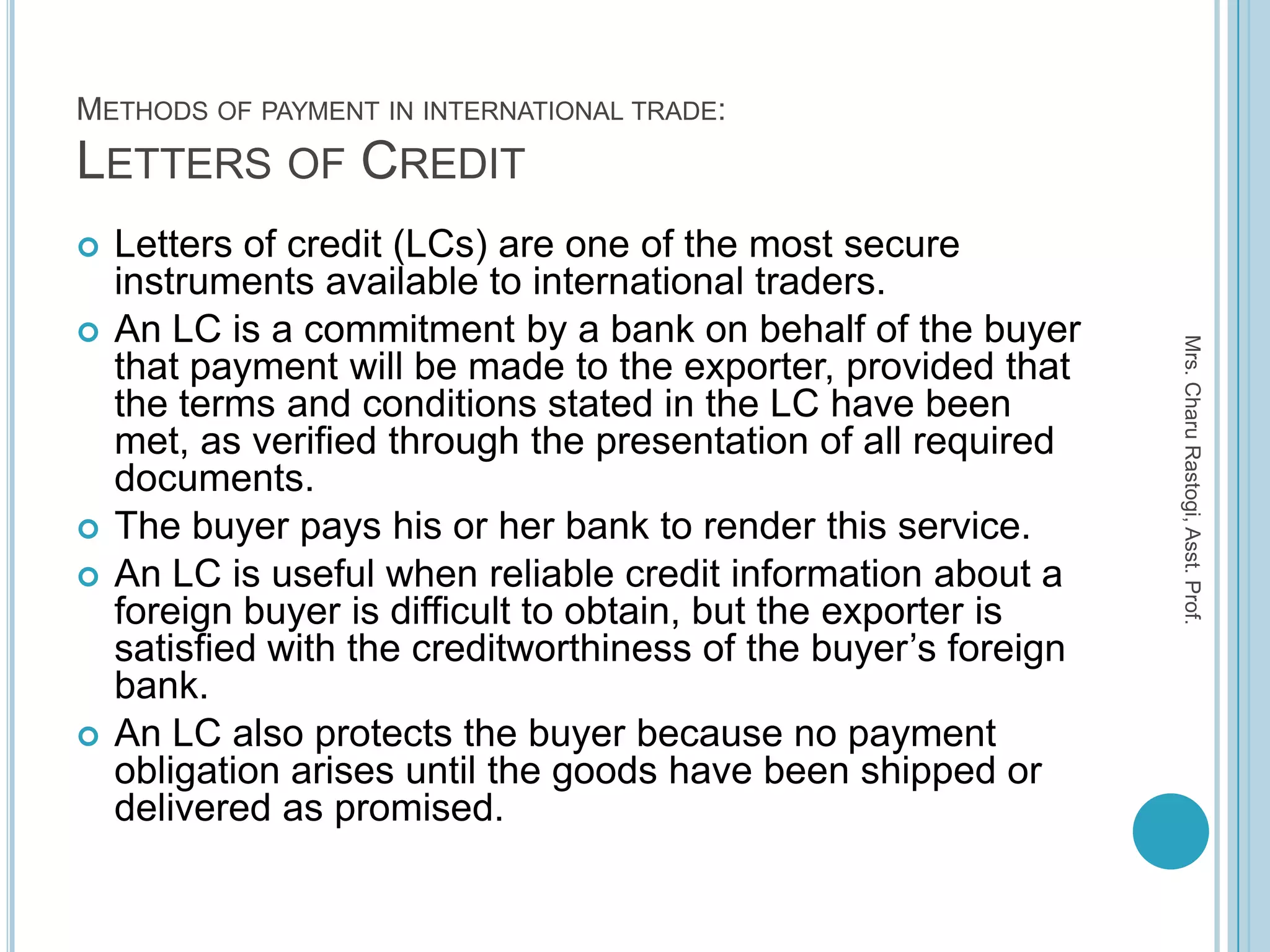 5. Methods of Payment in International Trade/Export and Import Finance ...
