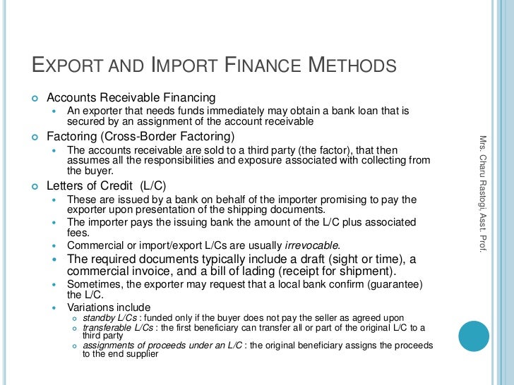 5. Methods of Payment in International Trade/Export and Import Finance