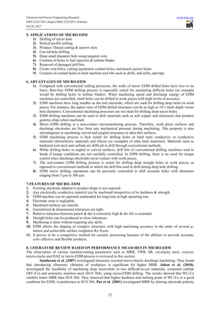Review Study and Importance of Micro Electric Discharge Machining | PDF