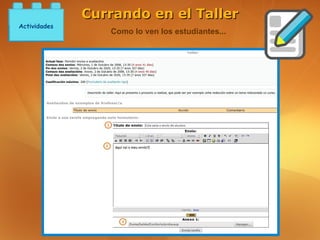 Currando en el Taller
Actividades
                 Como lo ven los estudiantes...
 