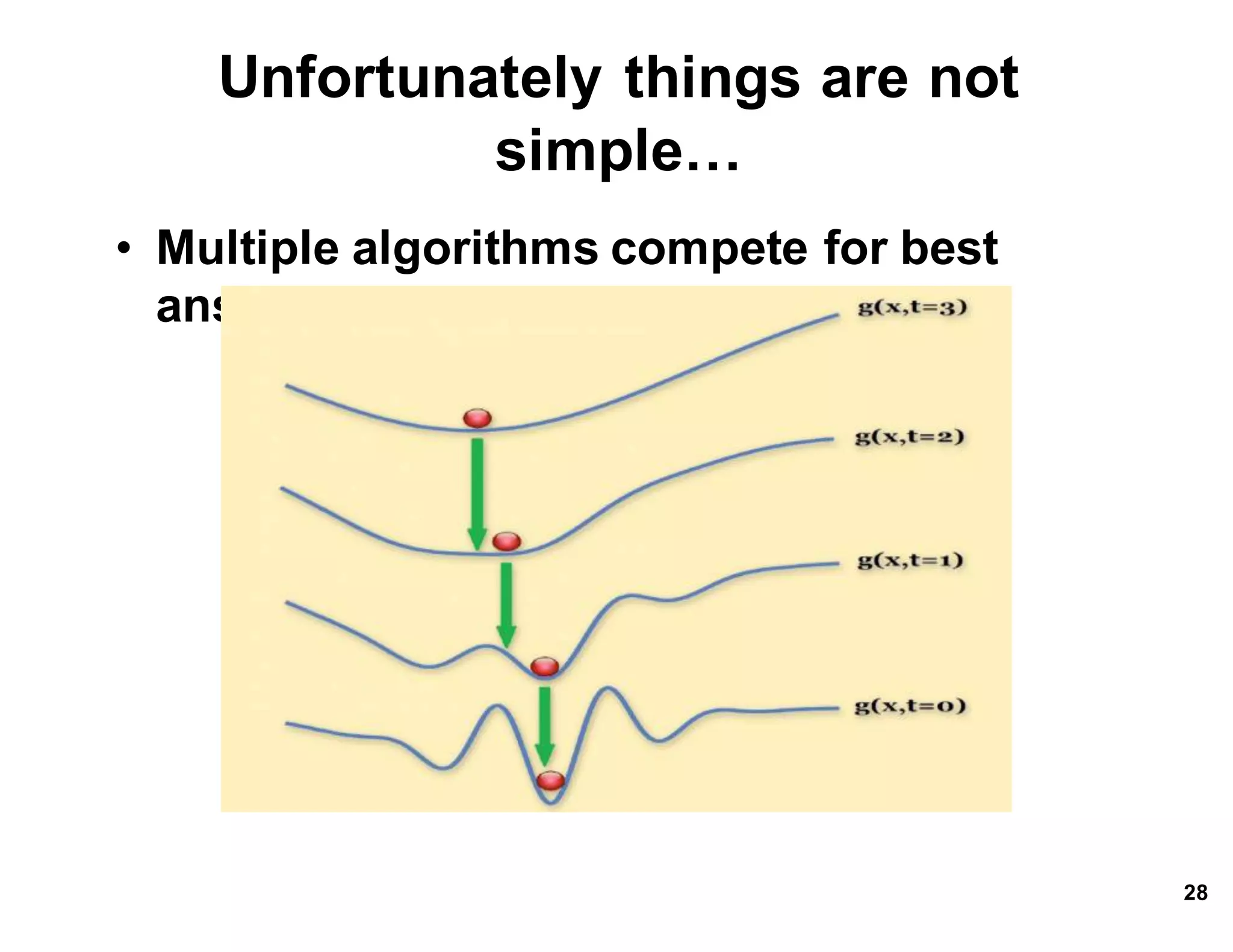 Unfortunately*things*are*not*
simple…**
• Multiple*algorithms*compete*for*best*
answer
28
 