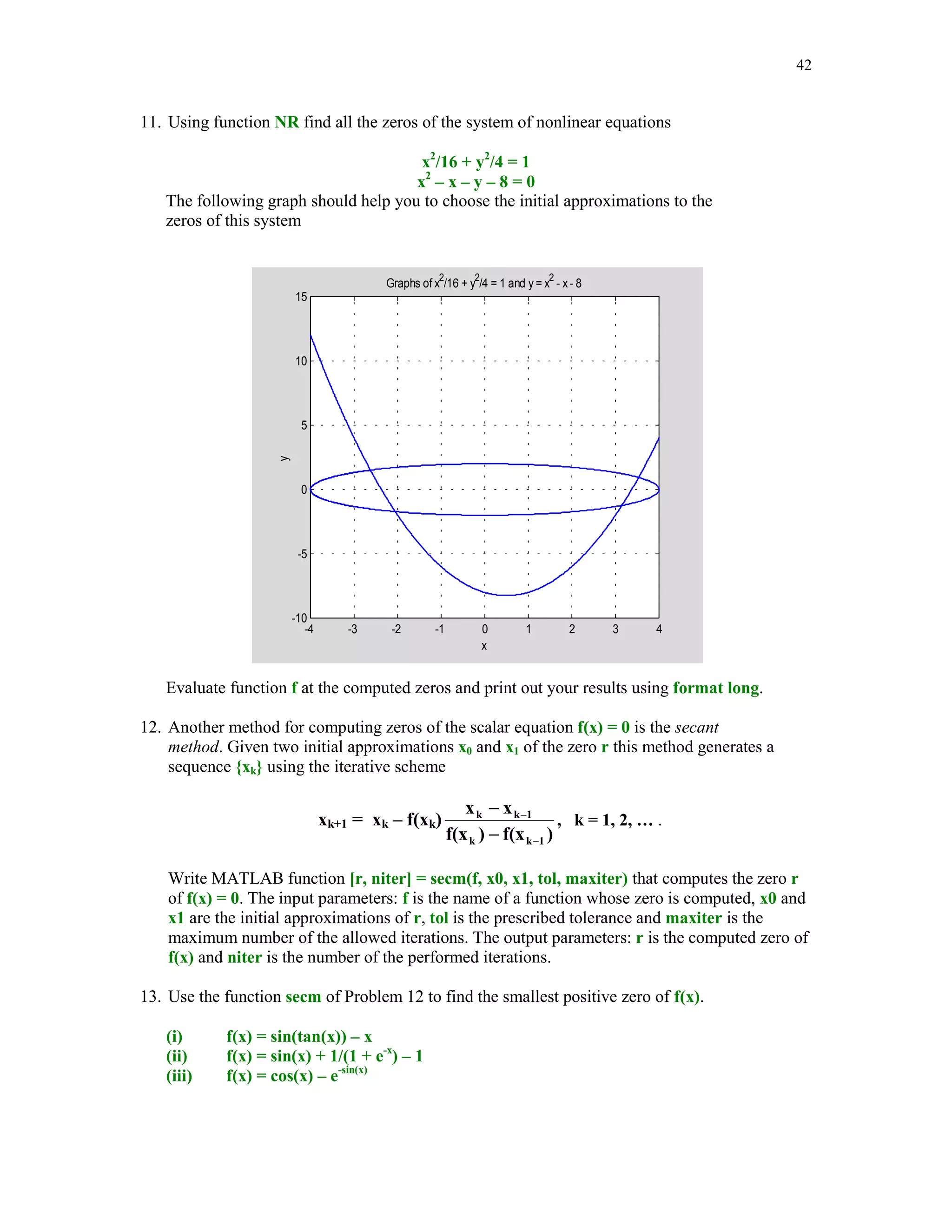 38

g0 = inline('ones(1, length(t))', 't'), g1 = inline('sin(t)', 't'), g2
= inline('cos(t)', 't')
g0 =
Inline function:
g0(t) = ones(1, length(t))
g1 =
Inline function:
g1(t) = sin(t)
g2 =
Inline function:
g2(t) = cos(t)

and next run function bvp2ode to obtain
[t, y] = bvp2ode(g0, g1, g2, [0 1],[1 1],100);

Graph of a function generated by bvp2ode is shown below
plot(t, y), axis([0 1 0.85 1]), title('Solution to the boundary value
problem'), xlabel('t'), ylabel('y(t)')

Solution to the boundary value problem
1

y(t)

0.95

0.9

0.85

0

0.2

0.4

0.6
t

0.8

1

 