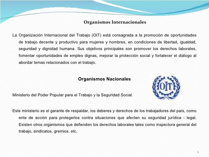 Organismos nacionales e internacionales