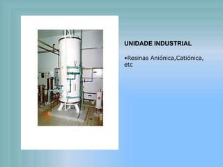 UNIDADE INDUSTRIAL
•Resinas Aniónica,Catiónica,
etc
 