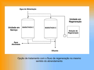 Opção de tratamento com o fluxo de regeneração no mesmo
sentido do abrandamento
 