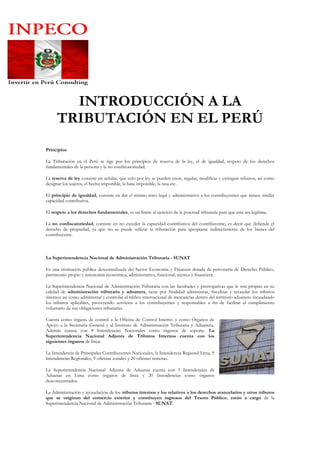 PORQUE INVERTIR EN PERU TRIBUTACION IMPUESTOS FISCALIDAD