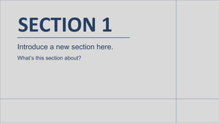 SECTION 1
Introduce a new section here.
What’s this section about?
 