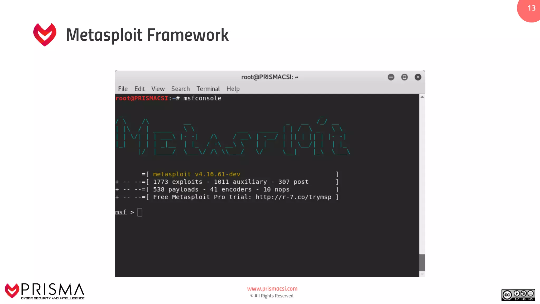 www.prismacsi.com
© All Rights Reserved.
13
Metasploit Framework
 
