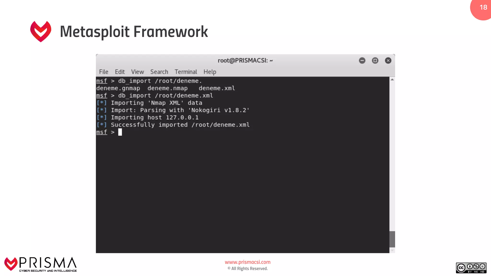 www.prismacsi.com
© All Rights Reserved.
18
Metasploit Framework
 