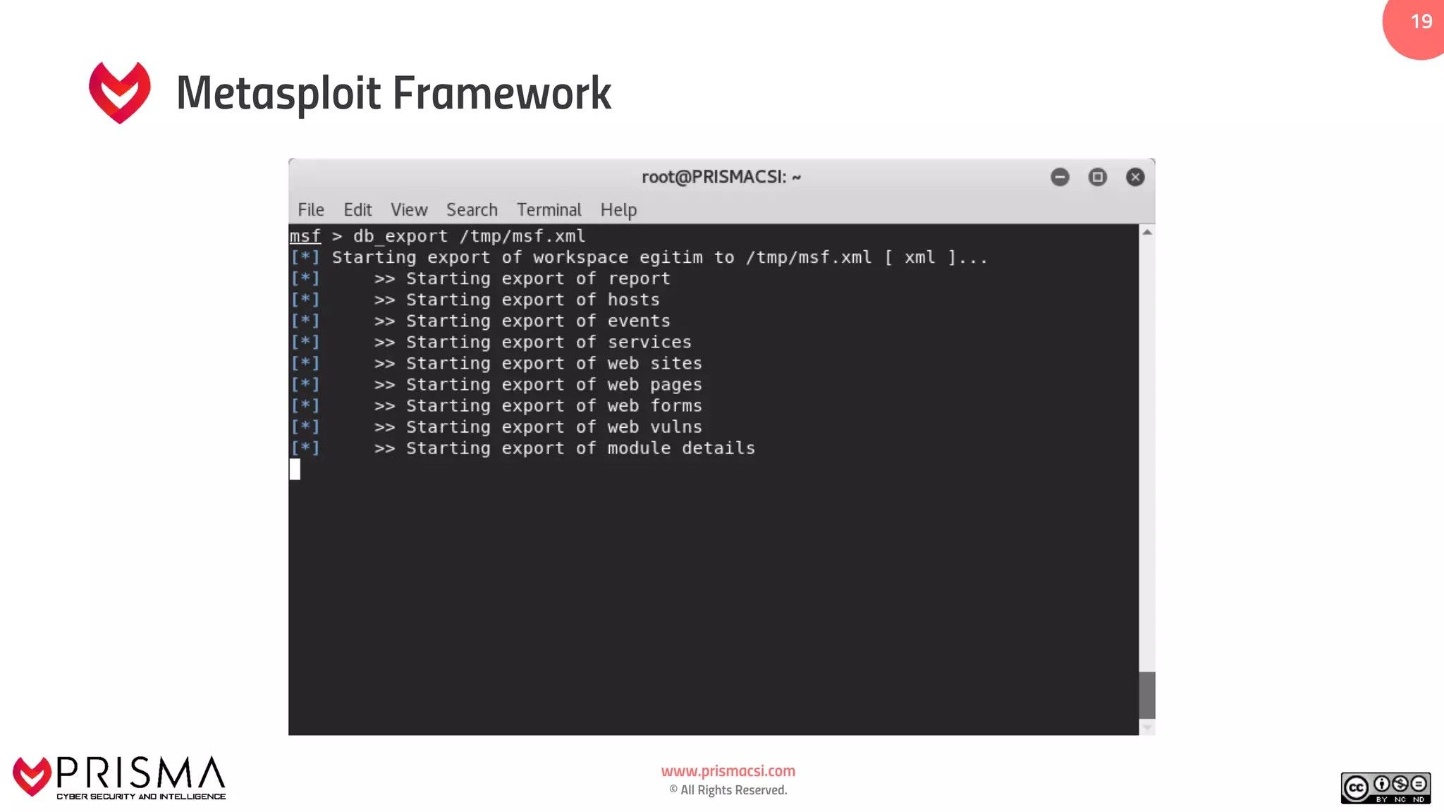 www.prismacsi.com
© All Rights Reserved.
19
Metasploit Framework
 