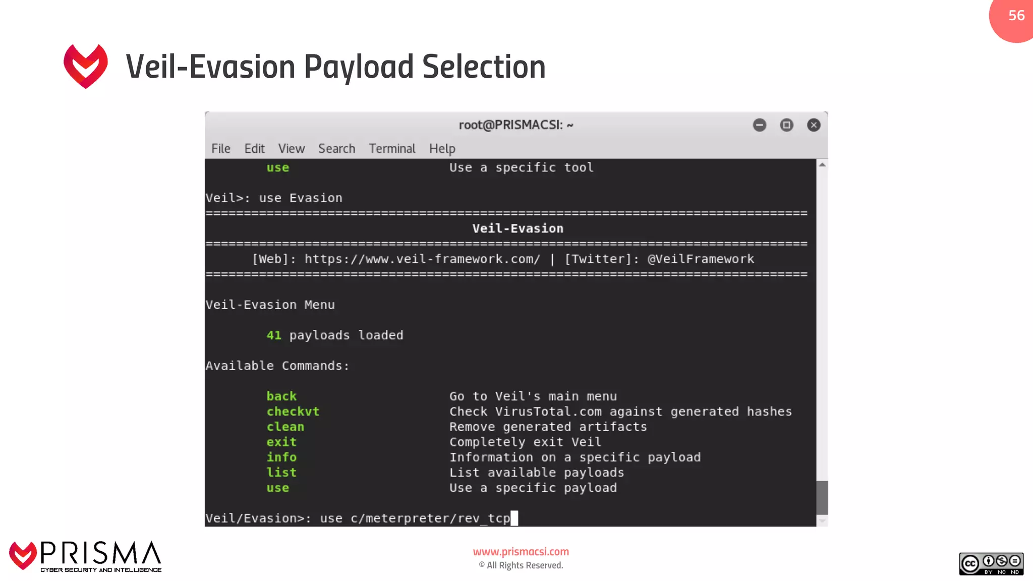 www.prismacsi.com
© All Rights Reserved.
56
Veil-Evasion Payload Selection
 