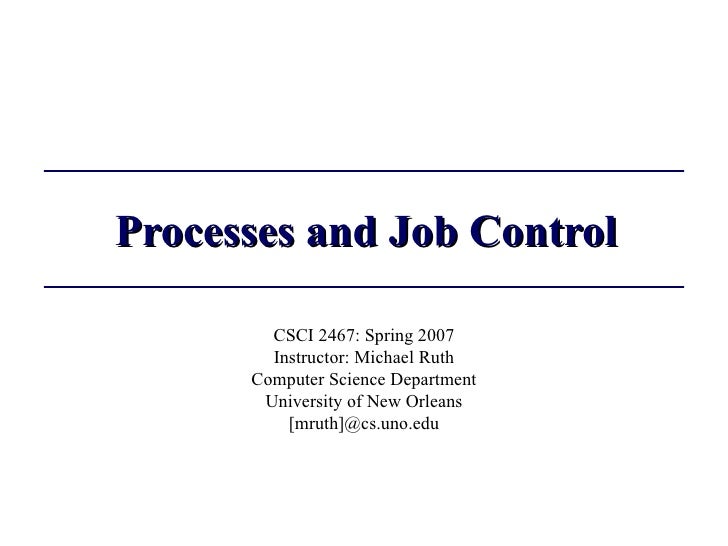 Processes And Job Control