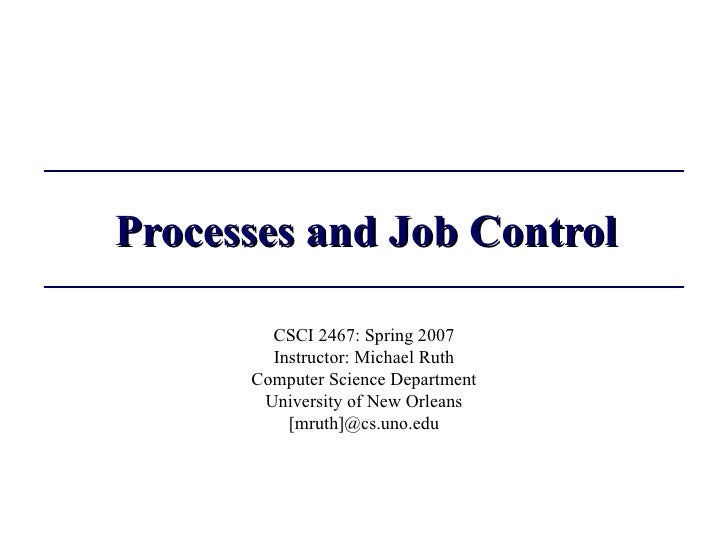 Processes And Job Control
