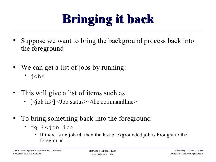 Processes And Job Control