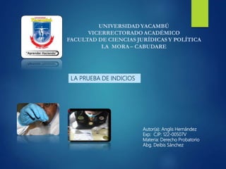 Autor(a): Anglis Hernández
Exp: CJP: 122-00507V
Materia: Derecho Probatorio
Abg. Deibis Sánchez
LA PRUEBA DE INDICIOS
 