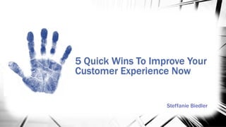 5 Quick Wins To Improve Your
Customer Experience Now
Steffanie Biedler
 