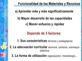 Funcionalidad de los Materiales y Recursos