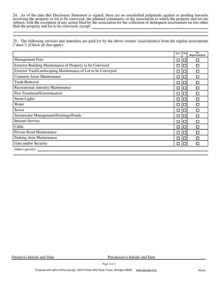 Nc Residential Property And Owners Association Disclosure Statement Property Walls