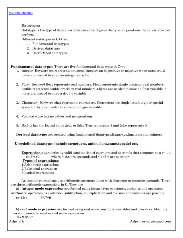 2nd PUC Computer science chapter 5 review of c++ | PDF