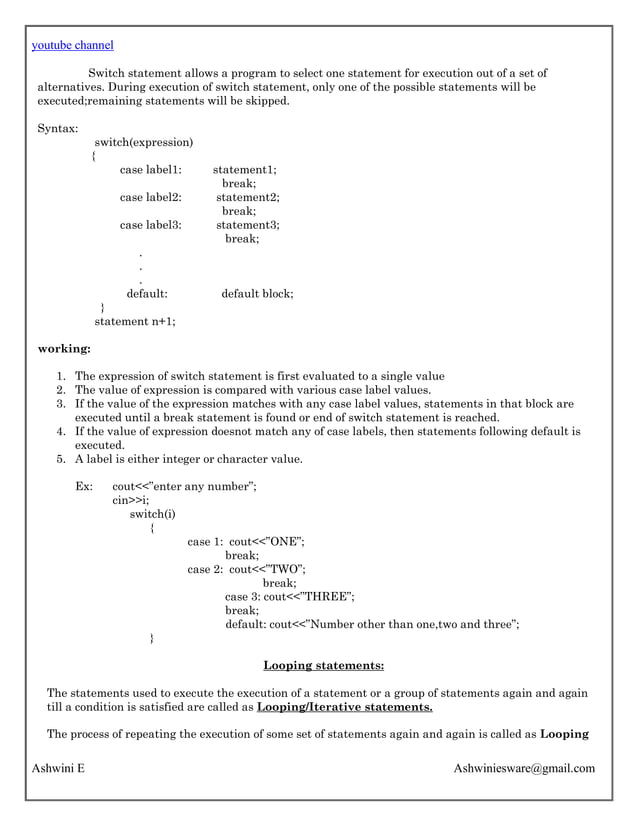 2nd PUC Computer science chapter 5 review of c++ | PDF