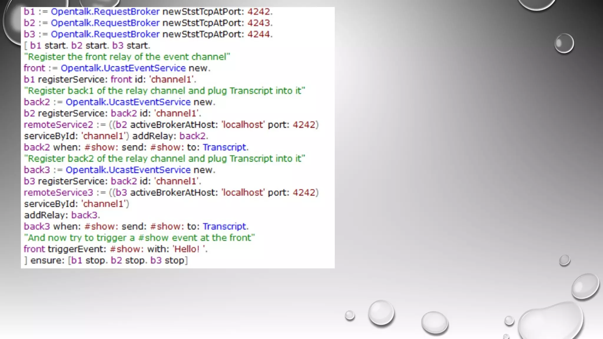 Distributed events and broadcast
 