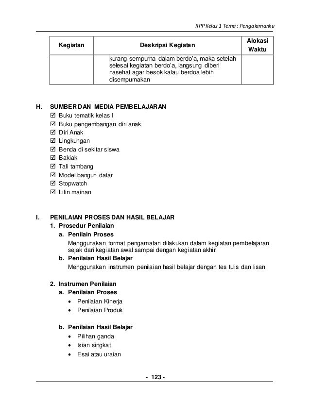 6 rpp sd kelas 1 semester 2 - lingkungan bersih & sehat