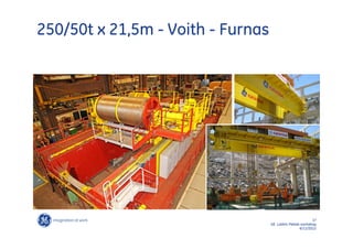 250/50t x 21,5m - Voith - Furnas




                                                         17
                                   GE LatAm Metals workshop
                                                  6/11/2012
 