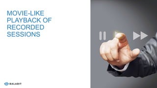 MOVIE-LIKE
PLAYBACK OF
RECORDED
SESSIONS
 