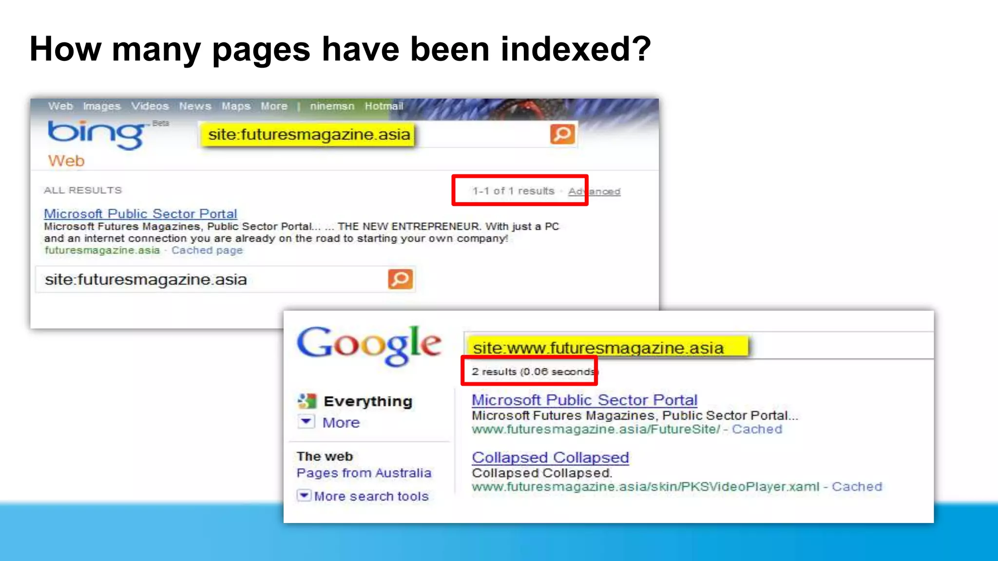 How many pages have been indexed?
 