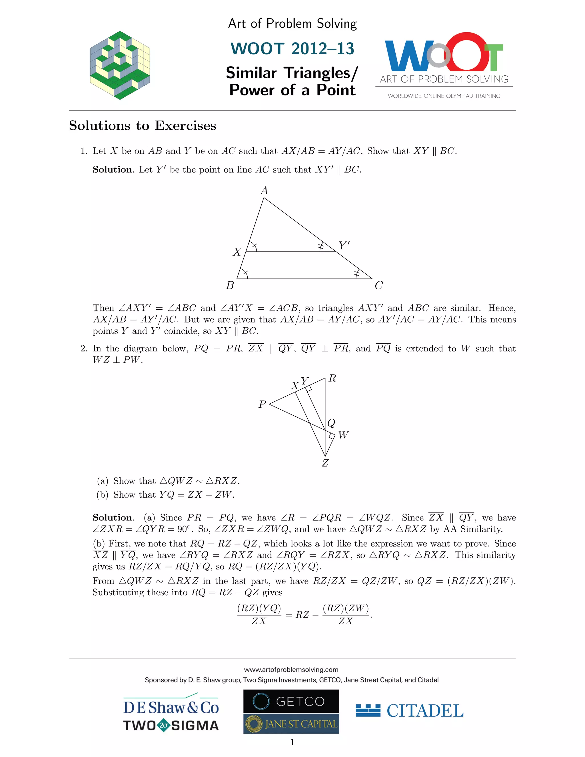 5 similar+triangles%26 power+of+a+point+%28solutions%29 | PDF