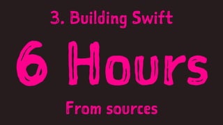 3. Building Swift
6 HoursFrom sources
 
