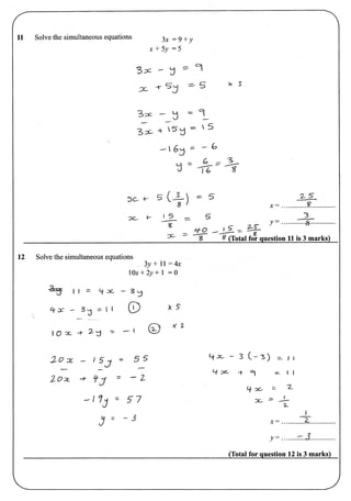 Mathematics Simultaneous Equationsans Pdf