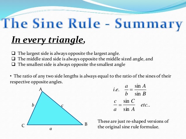 The cosine law sine and cosine rule