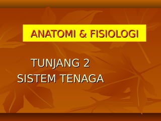 ANATOMI & FISIOLOGIANATOMI & FISIOLOGI
TUNJANG 2TUNJANG 2
SISTEM TENAGASISTEM TENAGA
 