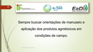 Engenheiro Zacarias Linhares Junior
80
Sempre buscar orientações de manuseio e
aplicação dos produtos agrotóxicos em
condições de campo.
 