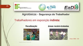 89
Engenheiro Zacarias Linhares Junior
Agrotóxicos - Segurança do Trabalhador
Trabalhadores em exposição indireta:
áreas recém-tratadasfiscalização
Fotos: CREA - GO
 