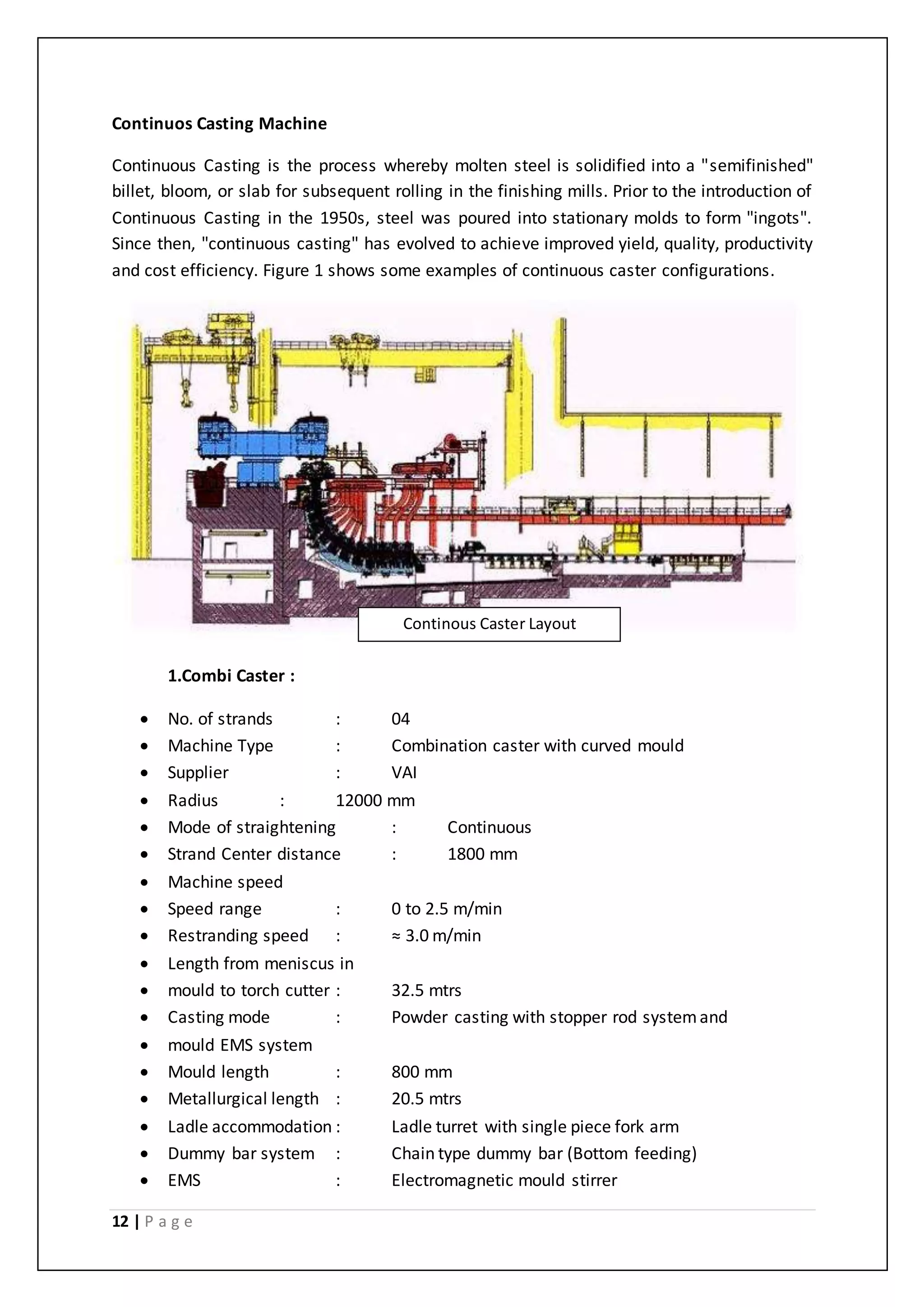 Cating Inprocess Report Industrial Training Report on Steel Melting Shop(SMS) | DOCX