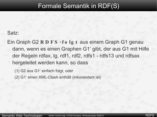 RDF Vokabular VRDF: rdf:type rdf:Property rdf:XMLLiteral rdf:nil rdf:List rdf:Statement  rdf:subject  rdf:predicate rdf:object rdf:first  rdf:rest  rdf:Seq rdf:Bag  rdf:Alt rfd:_1  rdf:_2  ... 